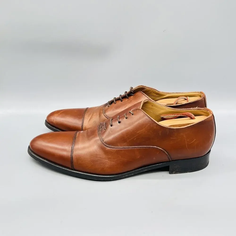 To Boot New York Shoes Mens 10.5 Brown Leather Adam Derrick Cap Toe Oxford Dress